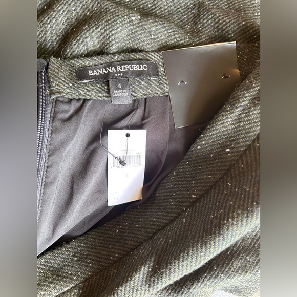 Banana Republic zip wool blend tweed womens size 4 dark green lined wrap… - Picture 6 of 6